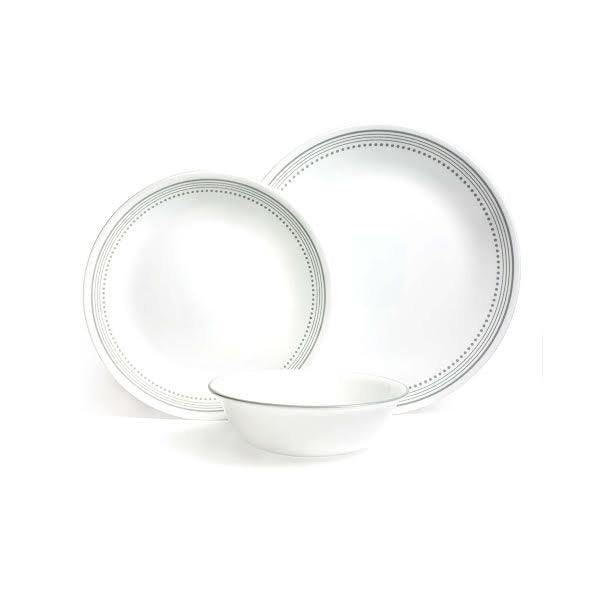 Corelle Mystic Grey 12 Piece Dinner Set White