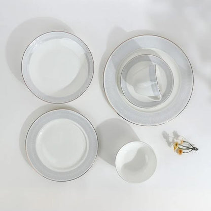 36 Piece New Bone Dinner Set White & Blue