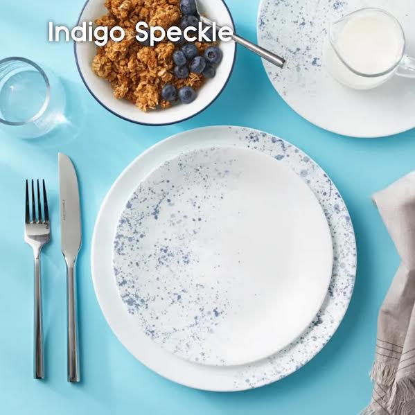 Corelle 18 Piece Indigo Speckle Dinner Set White
