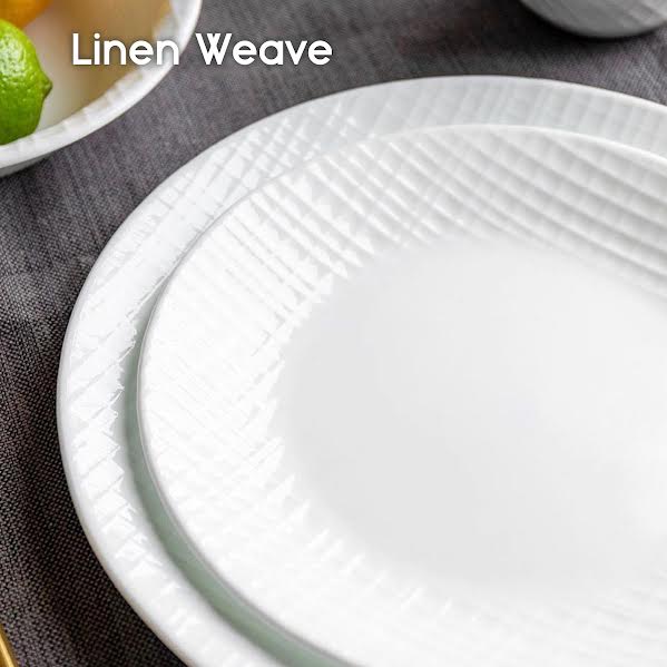 Corelle 18 Piece Linen Weave Dinner Set White