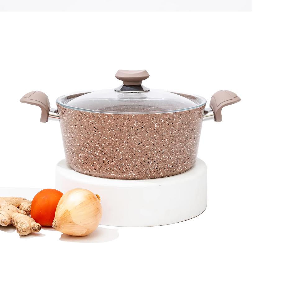 OMS 24cm Granite Deep Casserole Brown