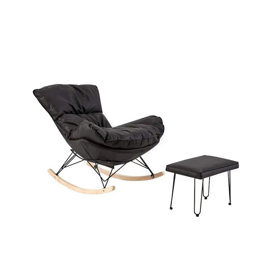 Exotic Designs Rocking Chair with Ottoman Black