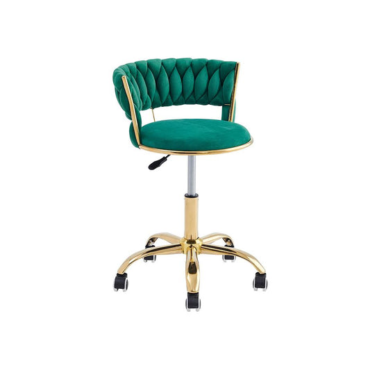 Exotic Designs Stylish Bar Chair Gold Frame with Wheels Green