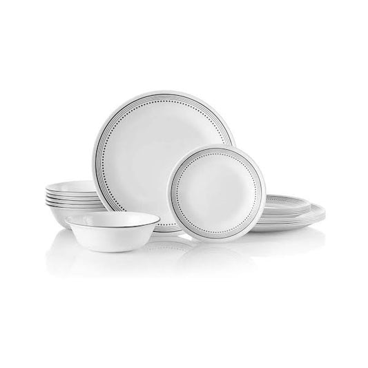 Corelle 18 Piece Mystic Gray Dinner Set White