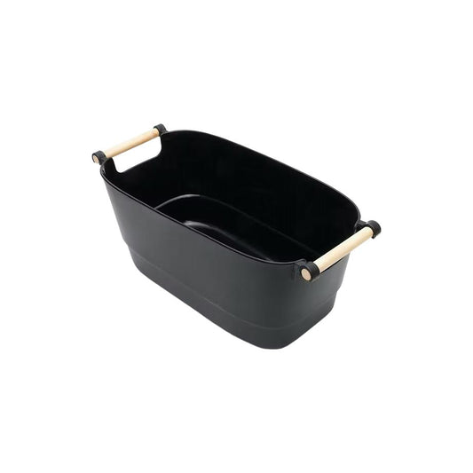 Kitchen Life Small Basket With Bamboo Handle Black