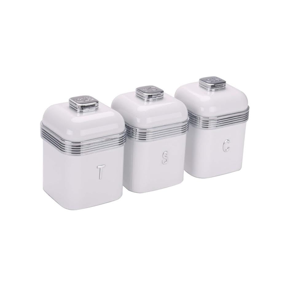 CH Retro Deluxe Breadbin & 3pcs Canister White