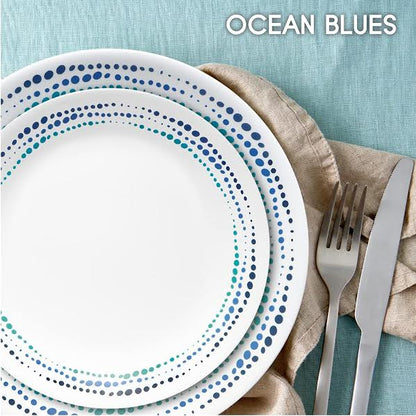 Corelle Ocean Blues 16 Piece Dinner Set White