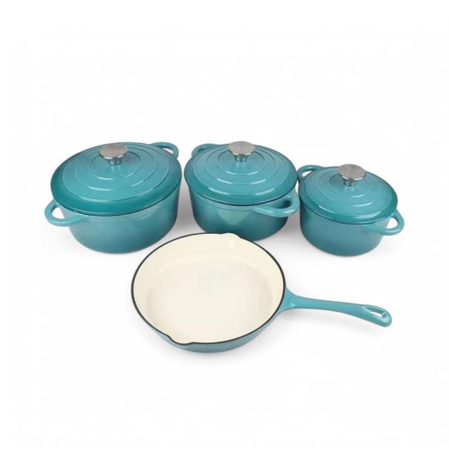 Light Blue Cookware The Culinarium 7 Piece Cast Iron Cookware Set Light Blue
