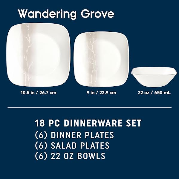 Corelle 18 Piece Wander Dinner Set White