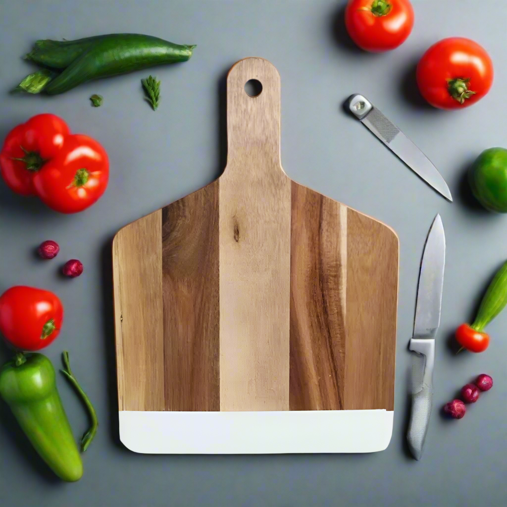 Aqua Cutting Board Brown & White