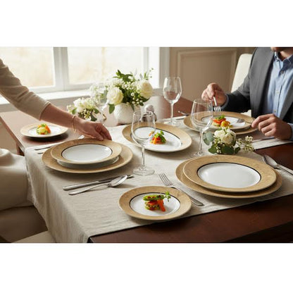 Luminarc Celebration 19 Piece Dinner Set Gold & White
