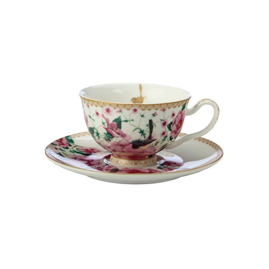 Maxwell & Williams 200ml T's & C's Silk Road Footed Cup & Saucer White