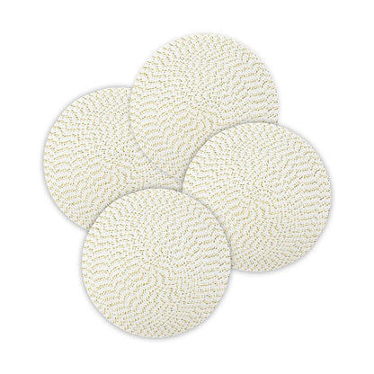 Aqua 4 Piece Round Weave Placemat Set Gold