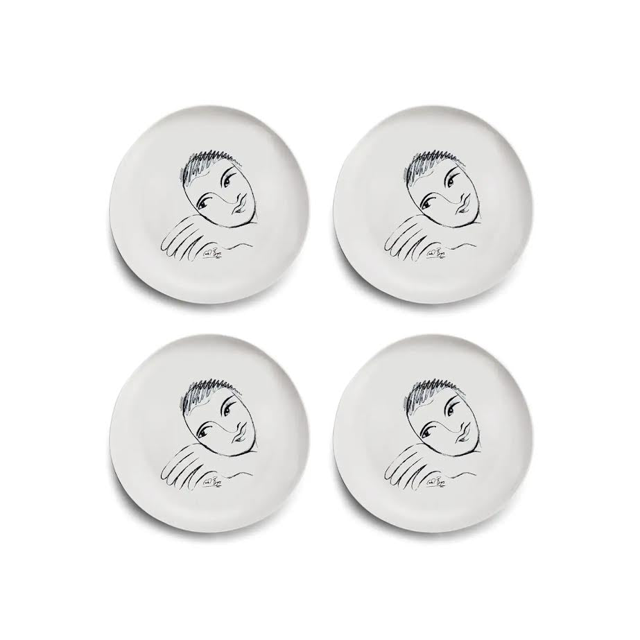 Carrol Boyes 4 Piece Let's Face It Dinner Plate Set White