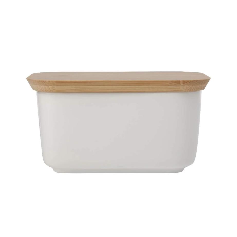 Maxwell & Williams Kitchen Butter Dish with Bamboo Lid White