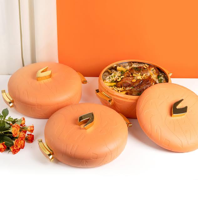3 Piece Insulated Food Warmer Set with Lids Orange