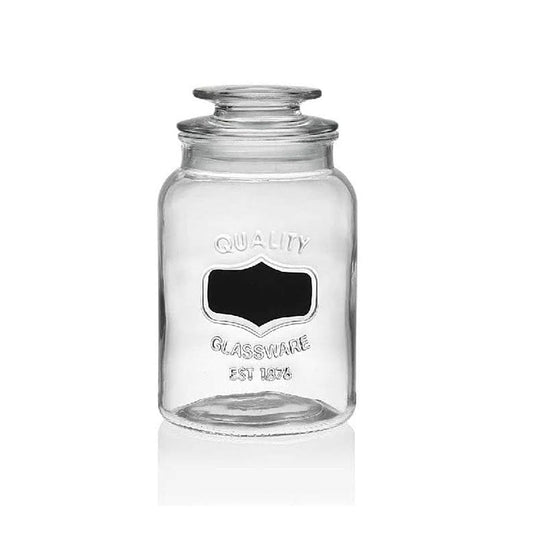 Kitchen Life 1230ml Glass Jar with Black Sticker Clear