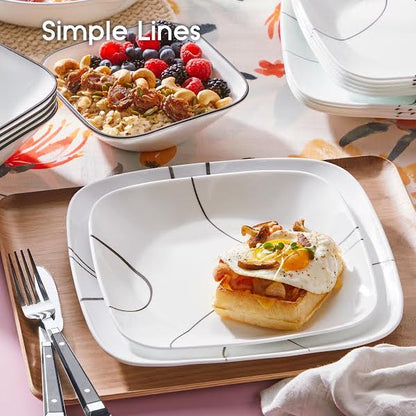 Corelle 18 Piece Simple Lines Dinner Set White
