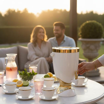 5.5Lt Beverage Dispenser White & Gold