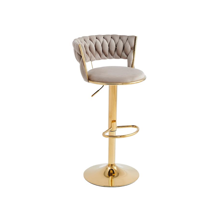 Exotic Designs Stylish Bar Chair Gold Frame Grey