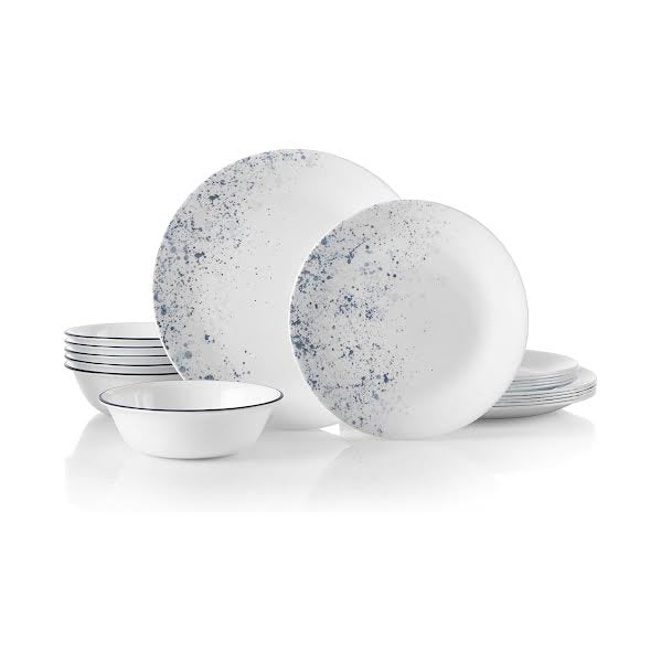 Corelle 18 Piece Indigo Speckle Dinner Set White