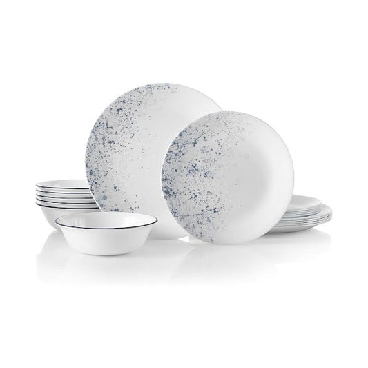 Corelle 18 Piece Indigo Speckle Dinner Set White