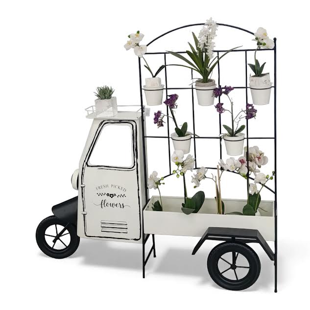 Vintage Metal Truck Design Planter White