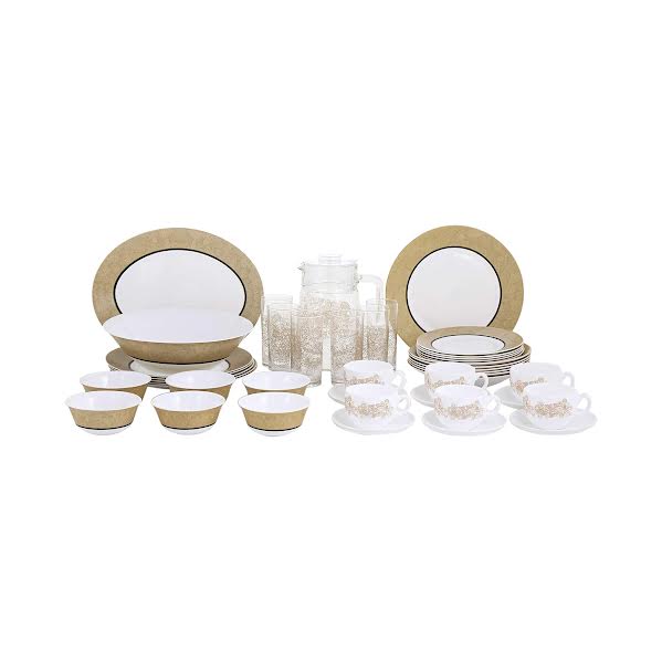 Luminarc Celebration 46 Piece Dinner Set Gold & White