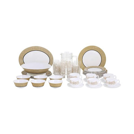 Luminarc Celebration 46 Piece Dinner Set Gold & White