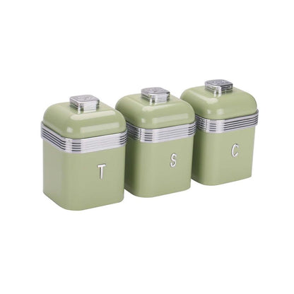 CH Retro Deluxe Breadbin & 3pcs Canister Green