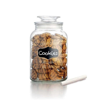 Kitchen Life 1230ml Glass Jar with Black Sticker Clear