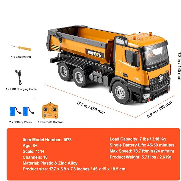 Remote Controlled Dump Truck Orange & Black