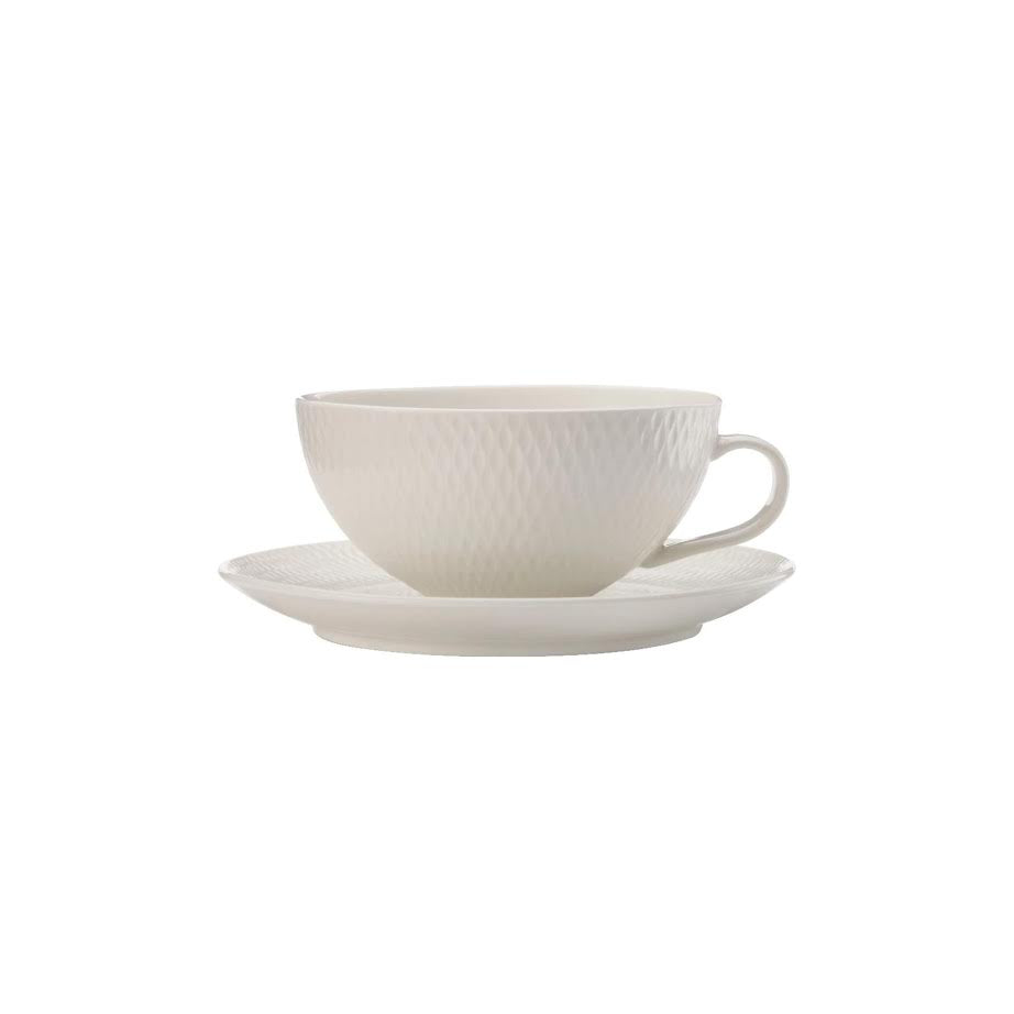 Maxwell & Williams 250ml Tea Cup & Saucer Diamonds Edition White