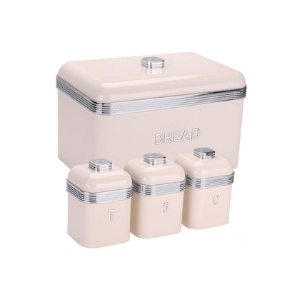 CH Retro Deluxe Bread Bin & 3 Piece Canister Set Cream