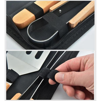 CH 4 Piece Braai Utensils Set Brown