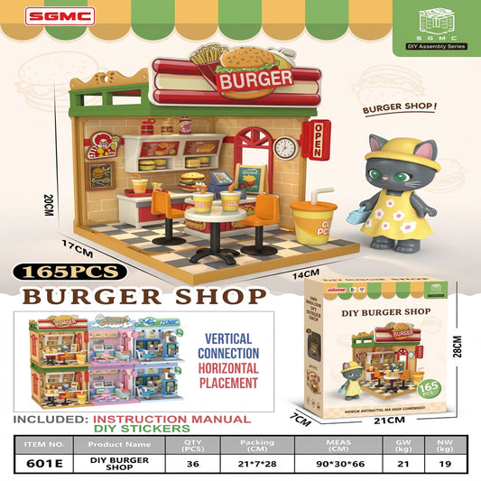 165 Piece DIY Burger Shop Miniature Assembly Set Orange
