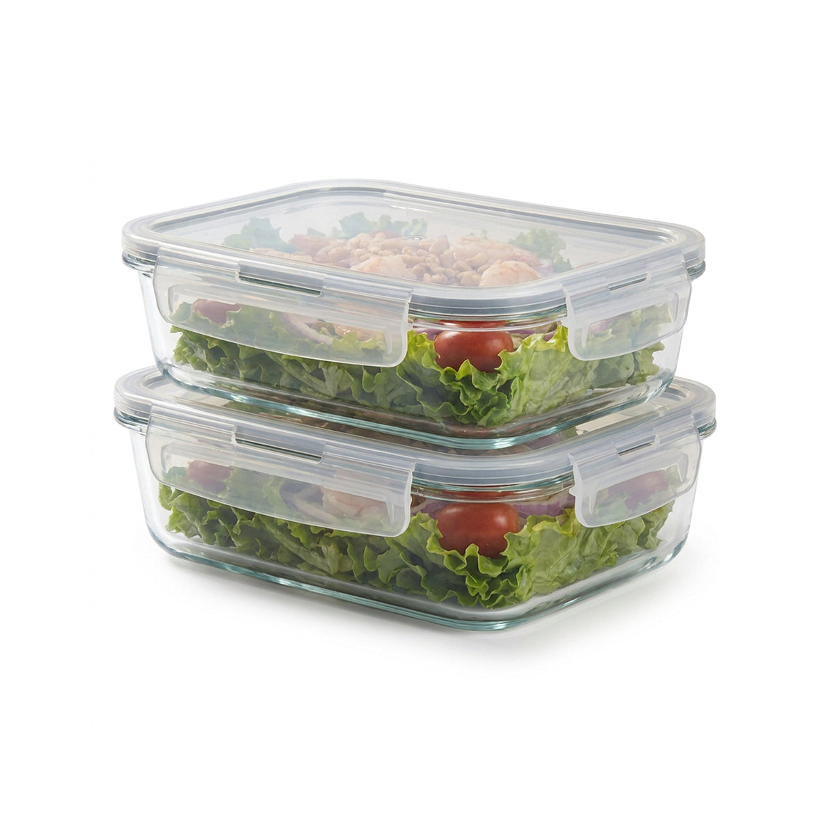 CH 1040ml 2 Piece Rectangular Glass Container Set Clear