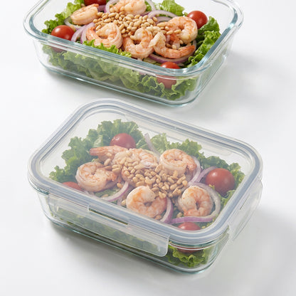 CH 1040ml 2 Piece Rectangular Glass Container Set Clear