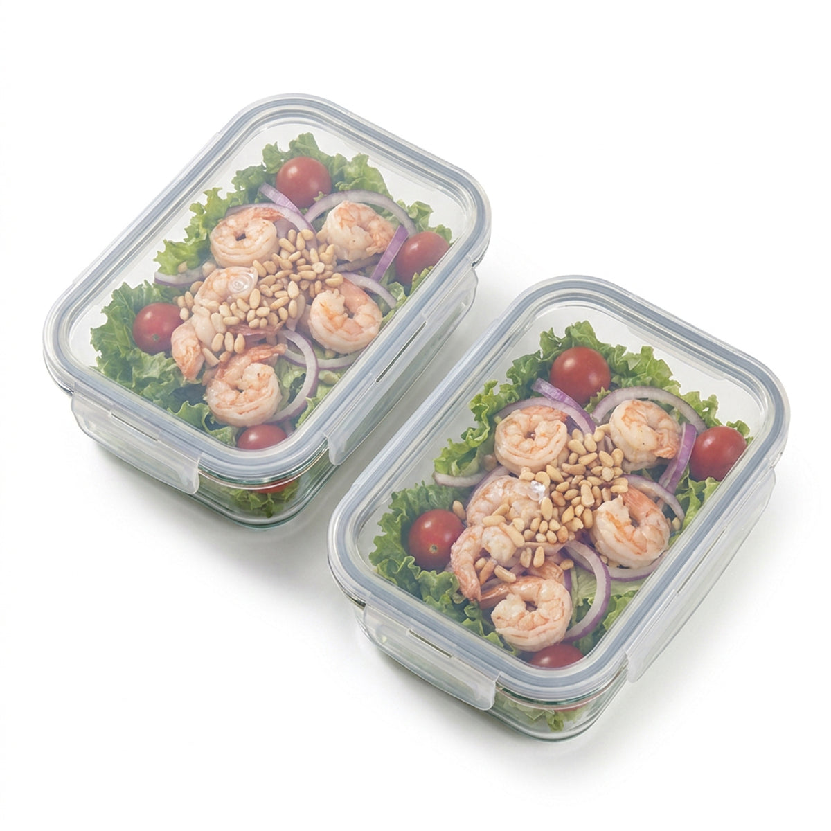 CH 1040ml 2 Piece Rectangular Glass Container Set Clear