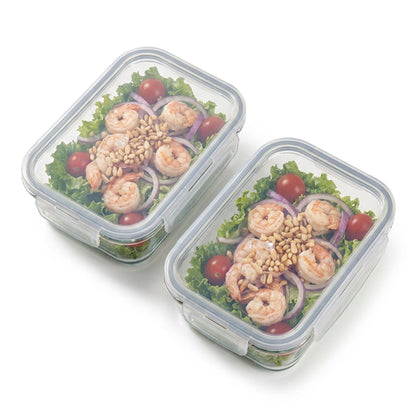 CH 1040ml 2 Piece Rectangular Glass Container Set Clear