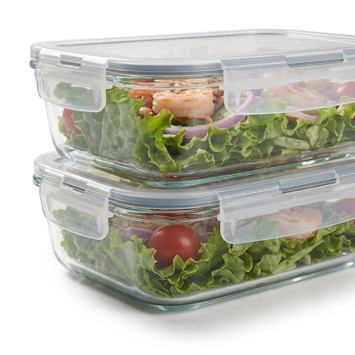 CH 1040ml 2 Piece Rectangular Glass Container Set Clear