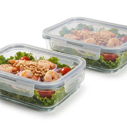 CH 1040ml 2 Piece Rectangular Glass Container Set Clear
