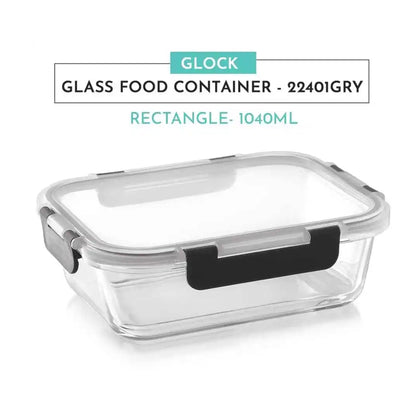 Aqua 1040ml Rectangular Glass Container with Grey Lid