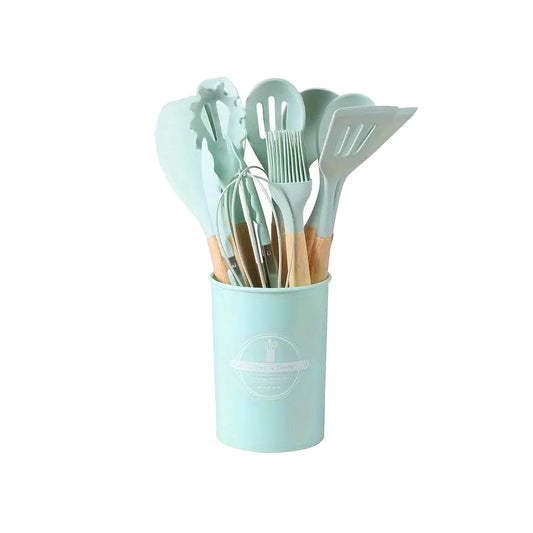 Kitchen Life 12 Piece Silicone Utensil Set Mint