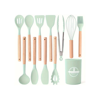 Kitchen Life 12 Piece Silicone Utensil Set Mint