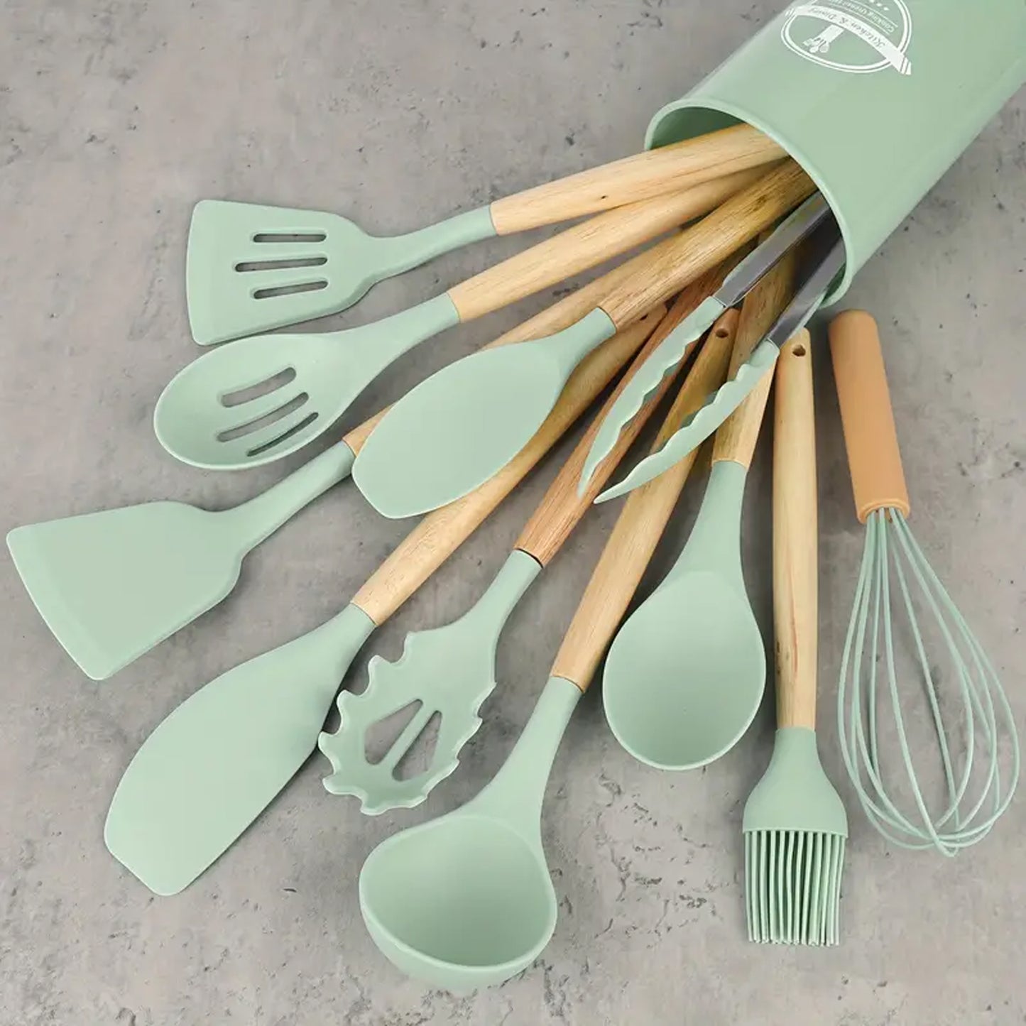 Kitchen Life 12 Piece Silicone Utensil Set Mint