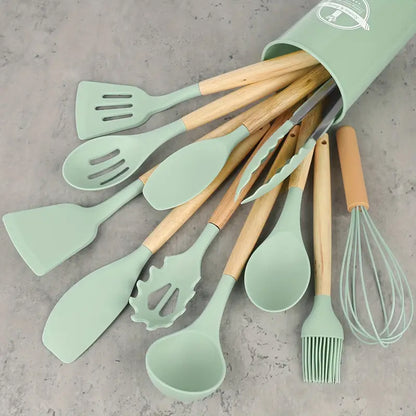 Kitchen Life 12 Piece Silicone Utensil Set Mint