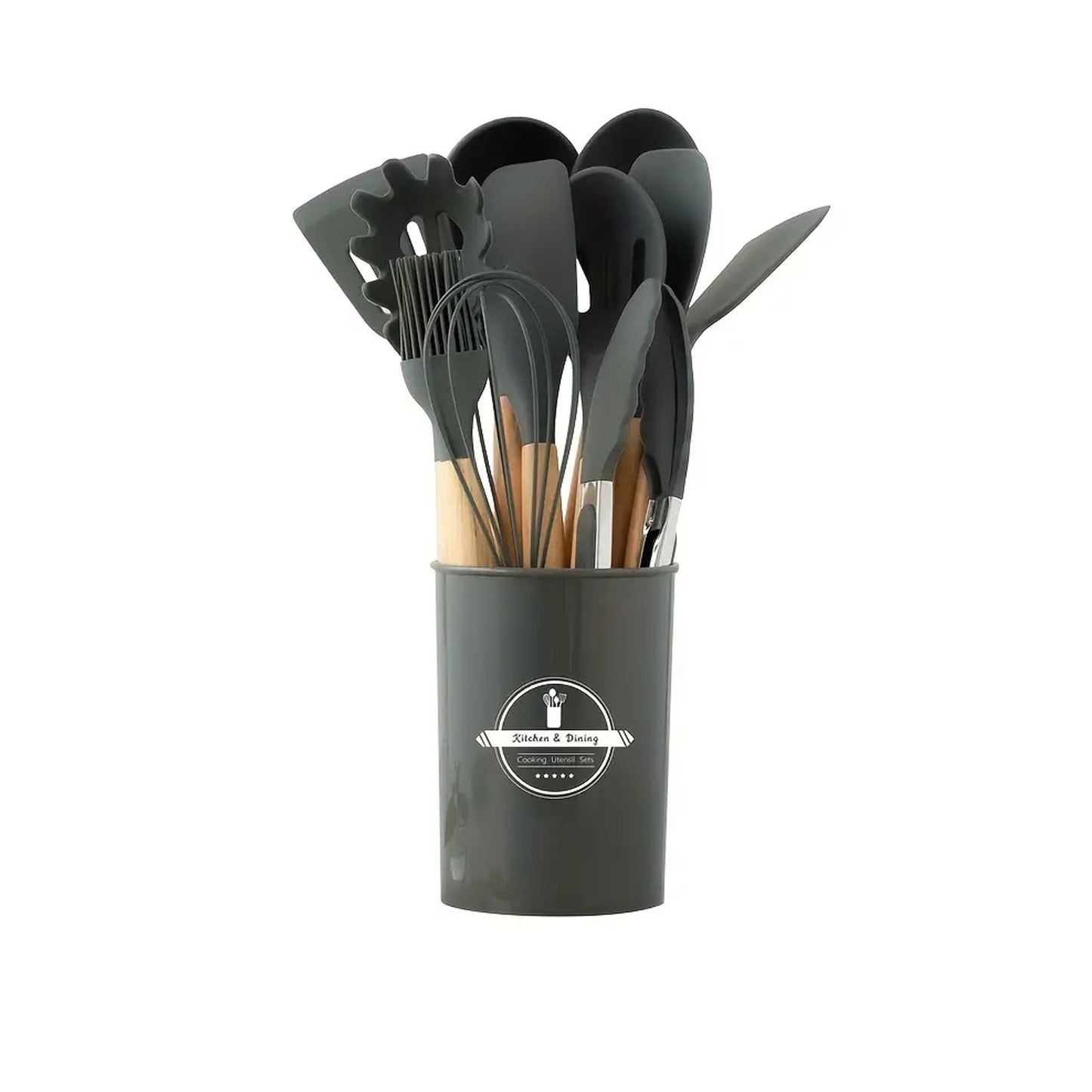 Kitchen Life 12 Piece Silicone Utensil Set Grey