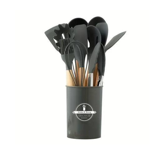 Kitchen Life 12 Piece Silicone Utensil Set Grey