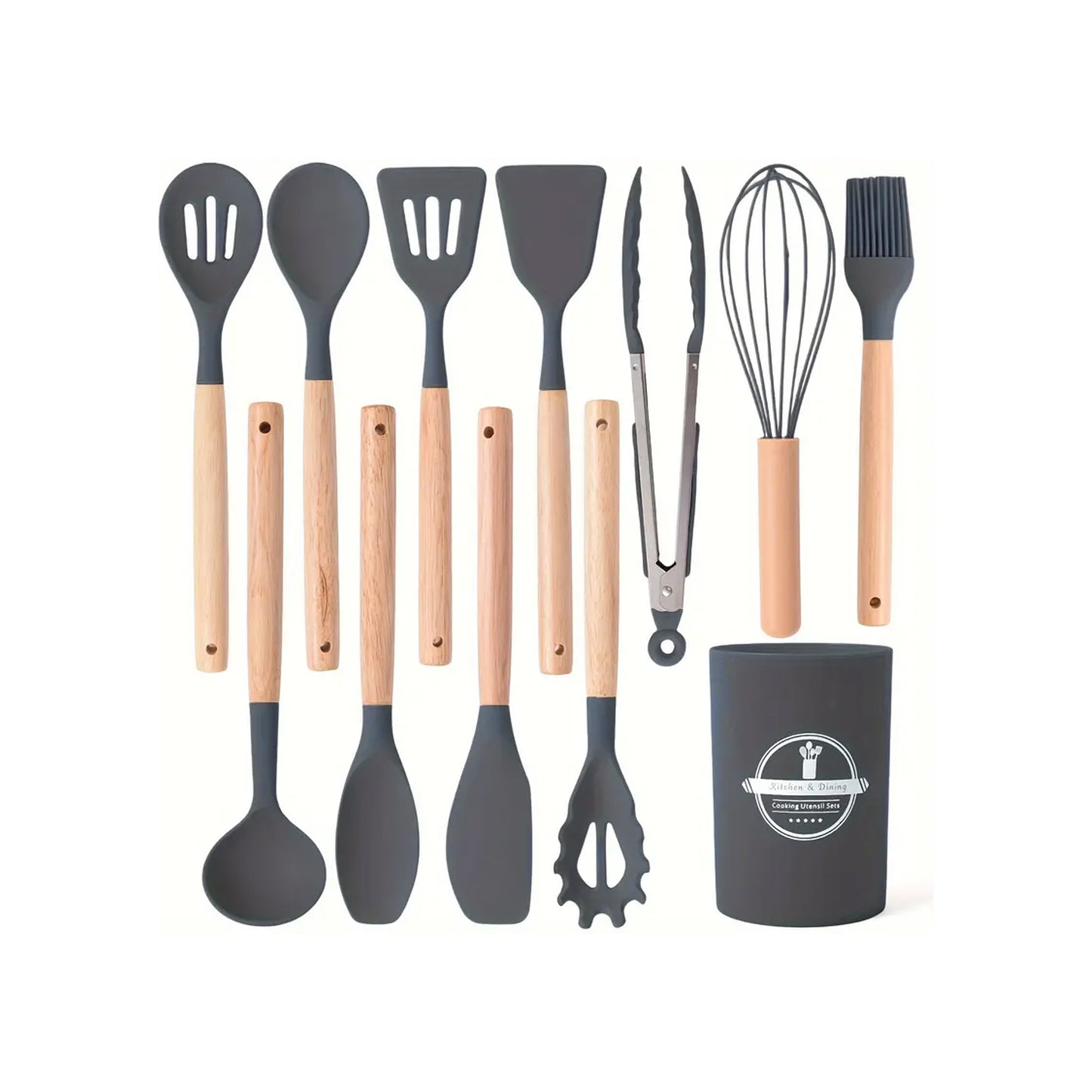 Kitchen Life 12 Piece Silicone Utensil Set Grey